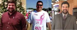 Left: December, 2011.  Middle: June 2012, immediately after first 5K. Right: January 2013.