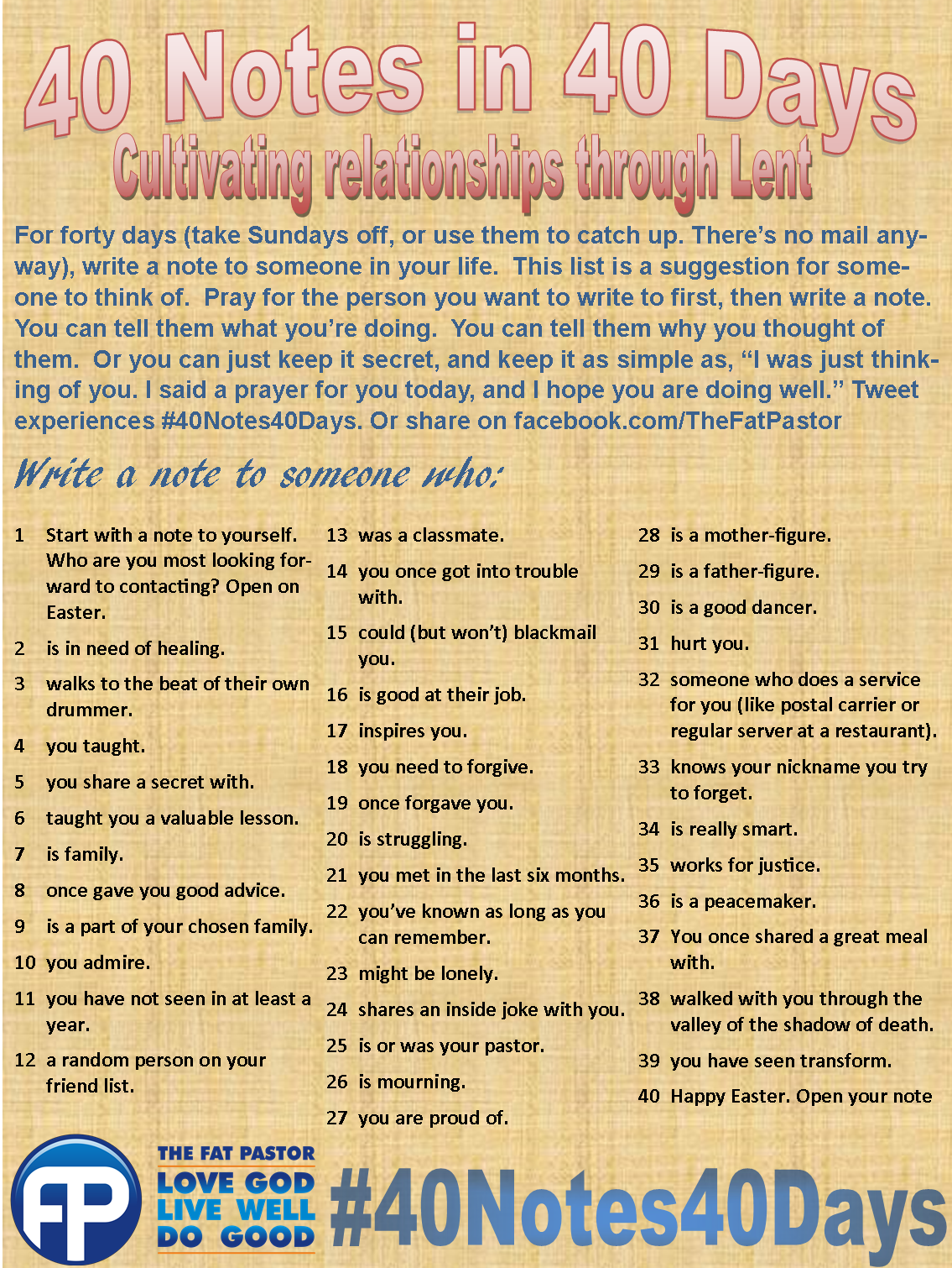 40 Notes in 40 Days, 2.0