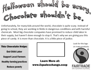 Download this and use it as a quarter of a piece of paper. Print it on card stock, glue a piece of Equal Exchange candy to it, and you are ready to spread some justice this Halloween. Put some stuff about your church on the other side, and you're doing evangelism too.